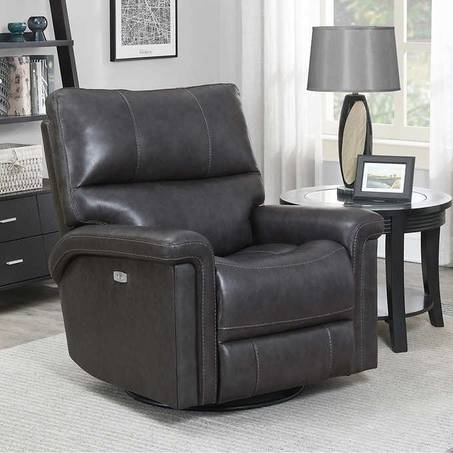 Pbr Auctions, Thomasville Leather Swivel Recliner With Ottoman