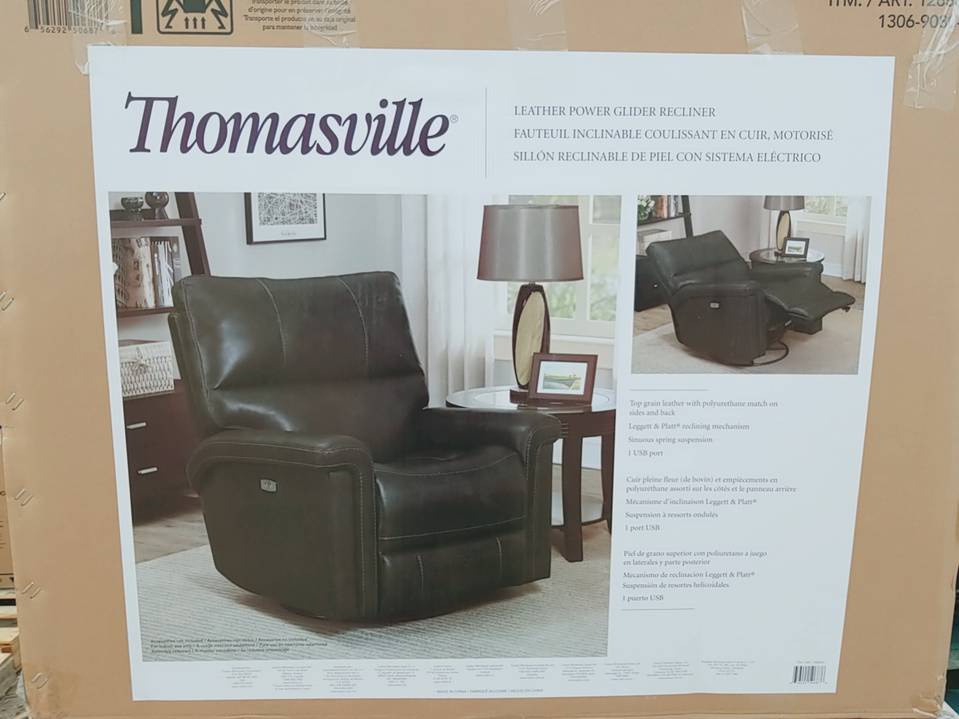 Pbr Auctions, Thomasville Leather Power Glider Recliner Chair