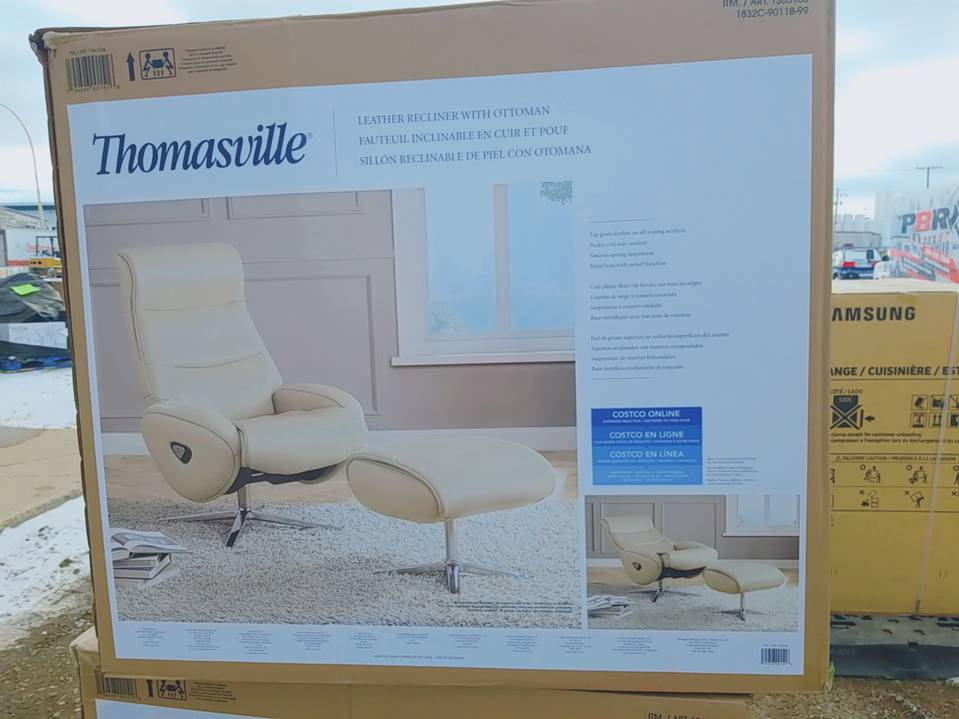 Thomasville top grain leather deals pedestal recliner with ottoman