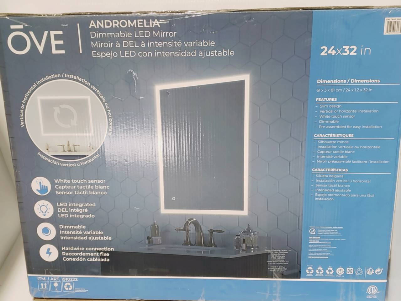Andromelia dimmable sales led mirror