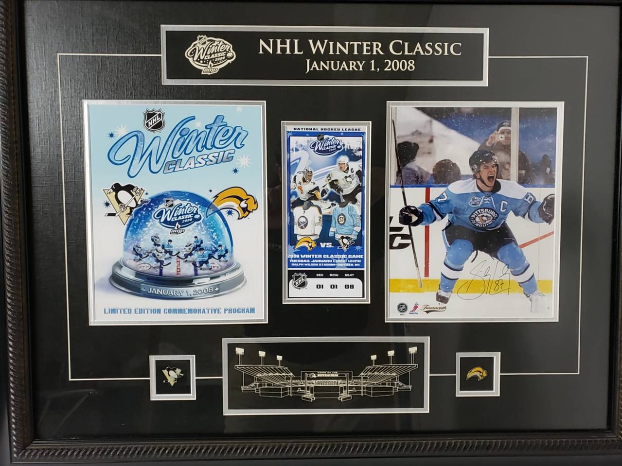 SIDNEY CROSBY AUTOGRAPHED JANUARY 1, 2008 NHL WINTER CLASSIC JERSEY,  FRAMED, WITH CERTIFICATE OF - Able Auctions