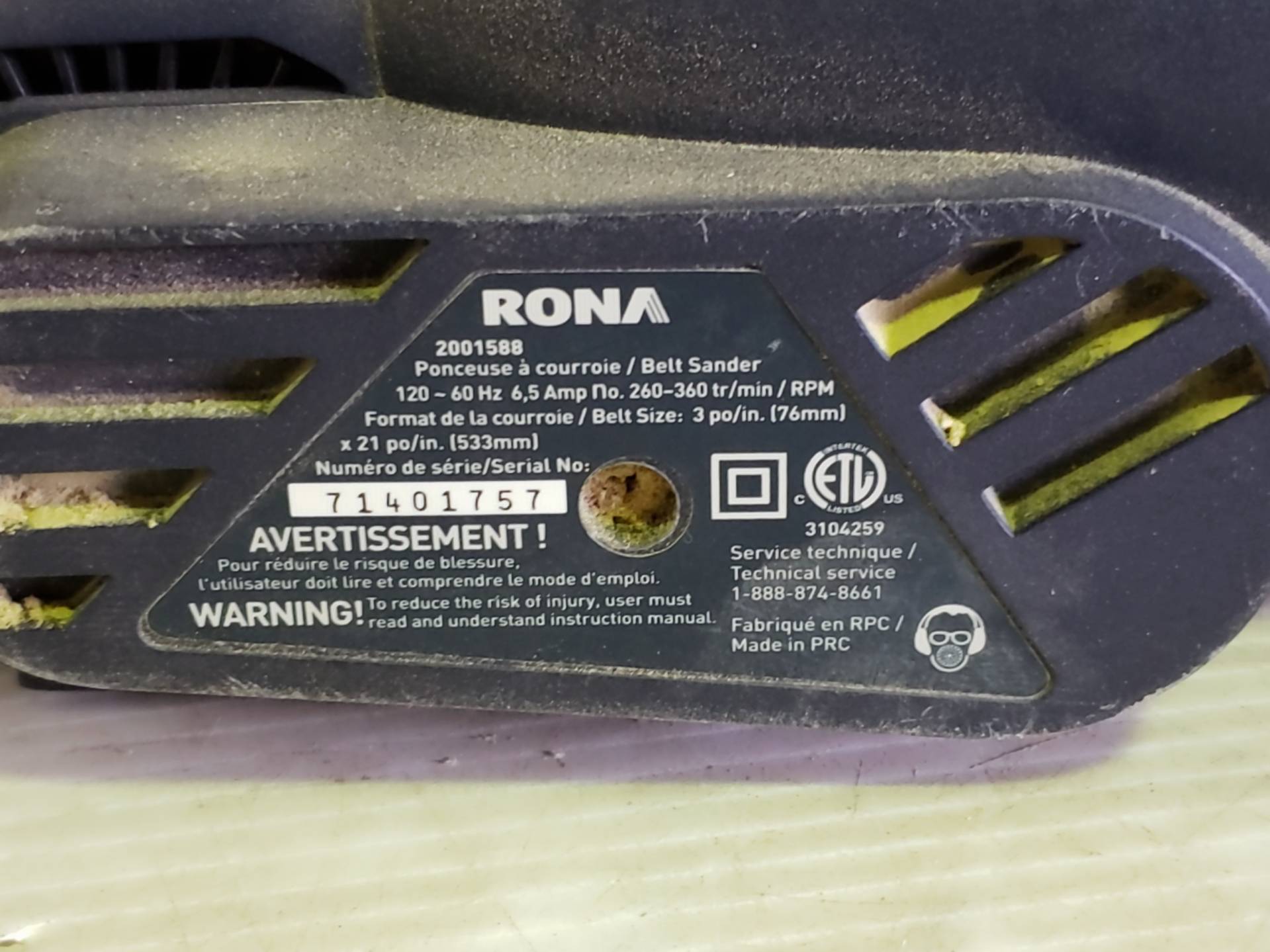 rona belt sander