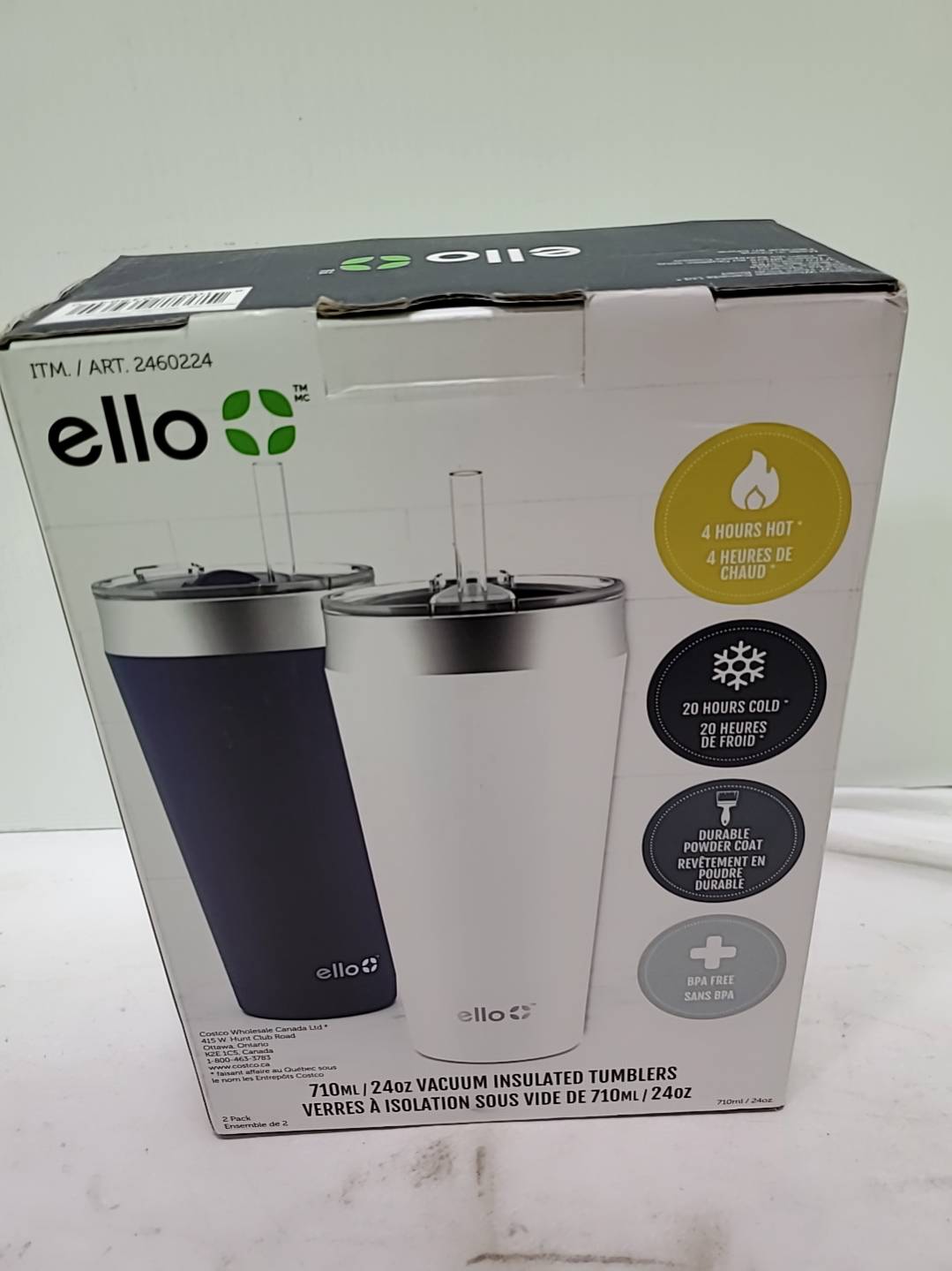 Ello Beacon 24oz Vacuum Stainless Steel Tumbler - Gray