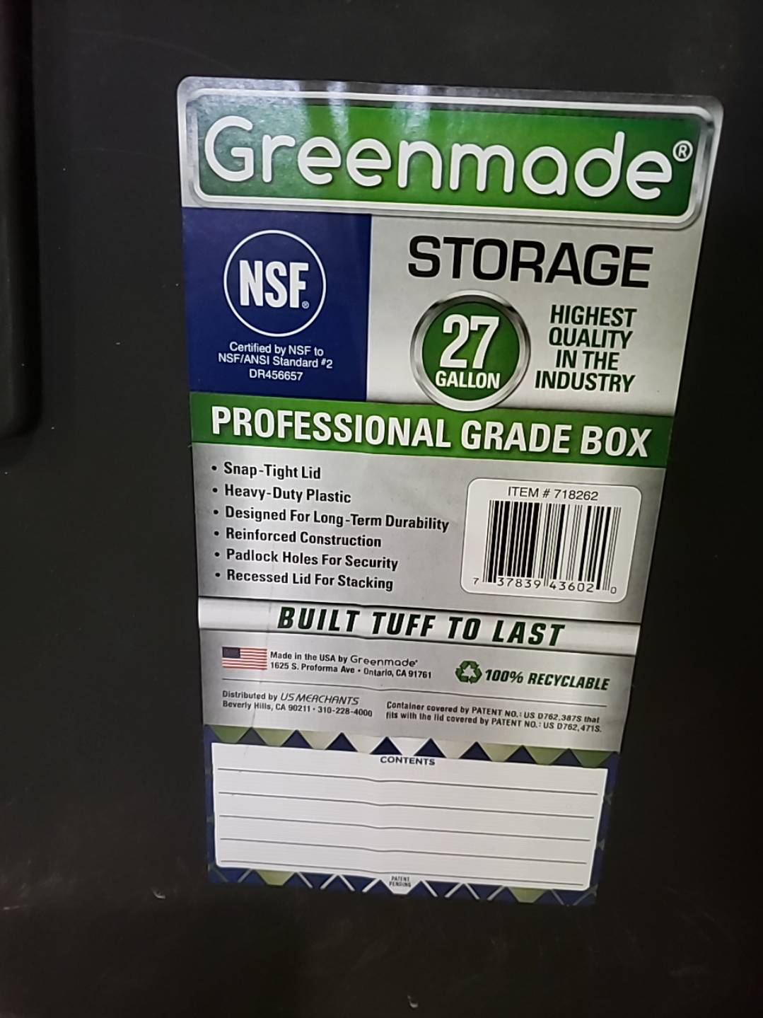 greenmade storage 27 gallon