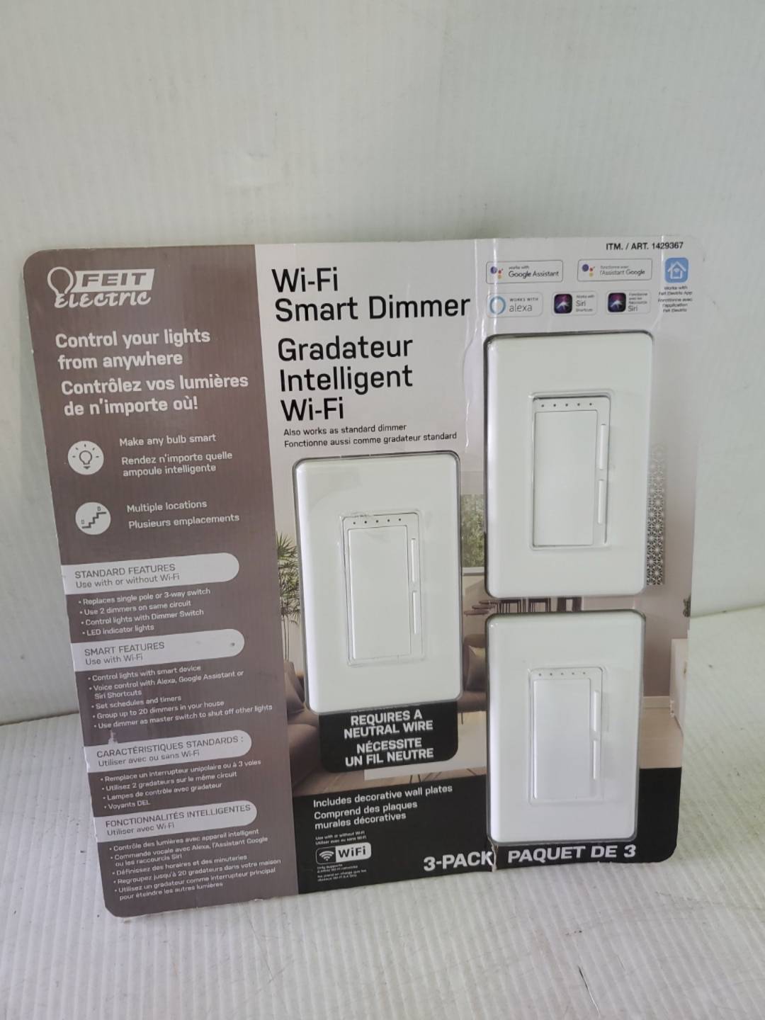 Feit Electric Wi-Fi Smart Dimmer, 3-pack